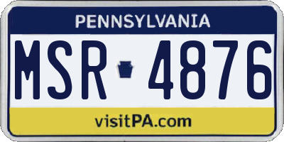 PA license plate MSR4876