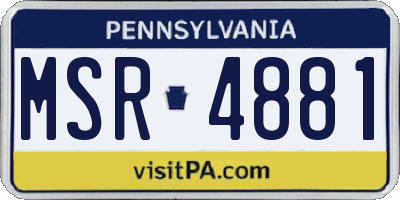 PA license plate MSR4881