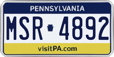 PA license plate MSR4892