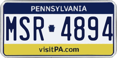 PA license plate MSR4894