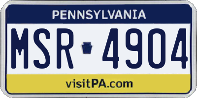 PA license plate MSR4904