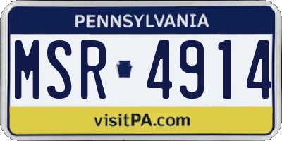 PA license plate MSR4914