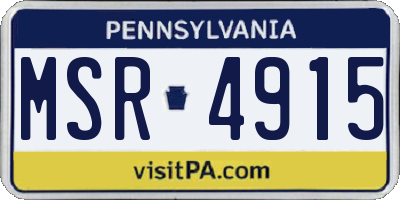 PA license plate MSR4915