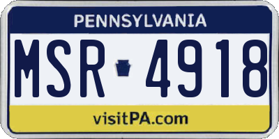 PA license plate MSR4918