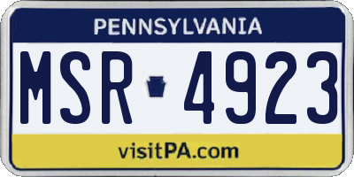 PA license plate MSR4923