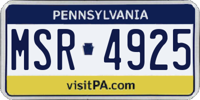 PA license plate MSR4925
