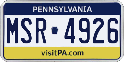 PA license plate MSR4926