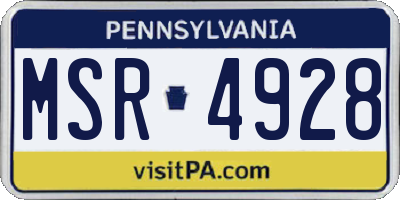 PA license plate MSR4928