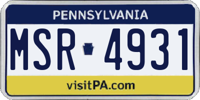 PA license plate MSR4931