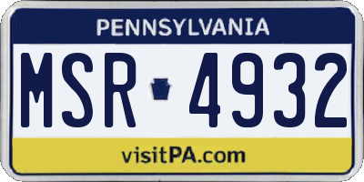PA license plate MSR4932