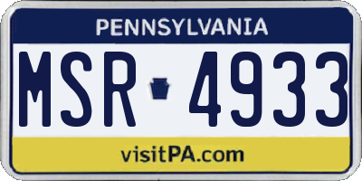 PA license plate MSR4933