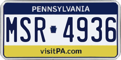 PA license plate MSR4936