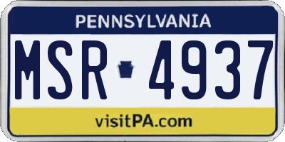 PA license plate MSR4937