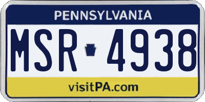 PA license plate MSR4938
