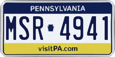 PA license plate MSR4941