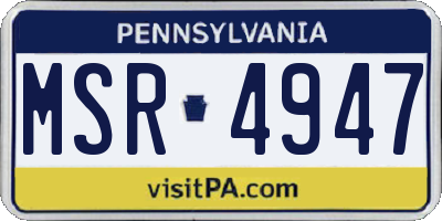 PA license plate MSR4947