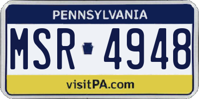 PA license plate MSR4948