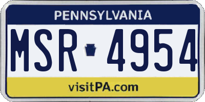 PA license plate MSR4954