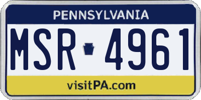 PA license plate MSR4961