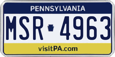 PA license plate MSR4963