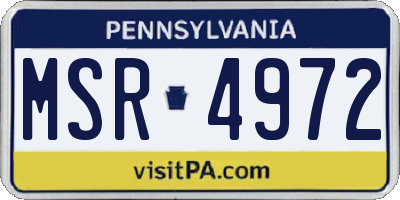 PA license plate MSR4972