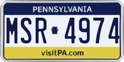 PA license plate MSR4974