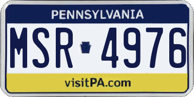PA license plate MSR4976