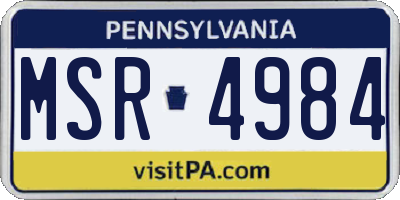 PA license plate MSR4984