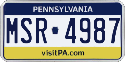 PA license plate MSR4987