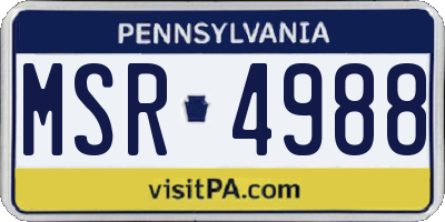 PA license plate MSR4988