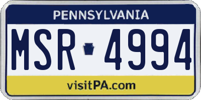 PA license plate MSR4994