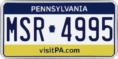 PA license plate MSR4995