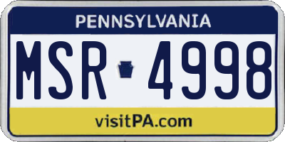 PA license plate MSR4998