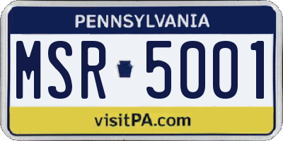 PA license plate MSR5001