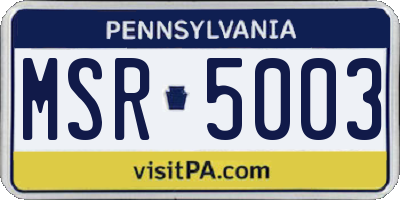 PA license plate MSR5003