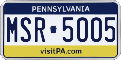 PA license plate MSR5005