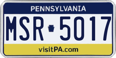 PA license plate MSR5017