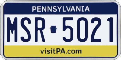 PA license plate MSR5021