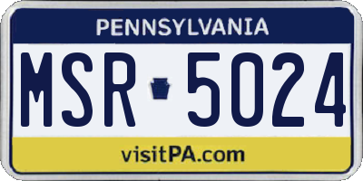 PA license plate MSR5024