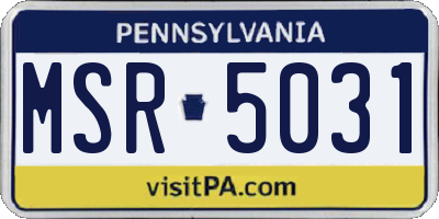 PA license plate MSR5031
