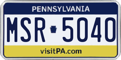 PA license plate MSR5040