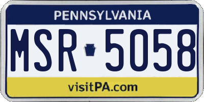 PA license plate MSR5058