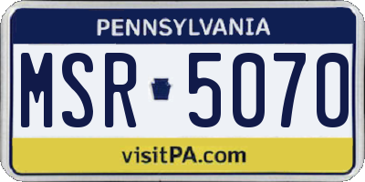PA license plate MSR5070