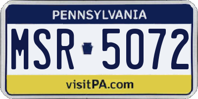 PA license plate MSR5072