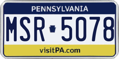 PA license plate MSR5078