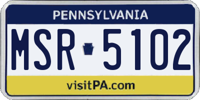 PA license plate MSR5102
