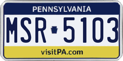 PA license plate MSR5103