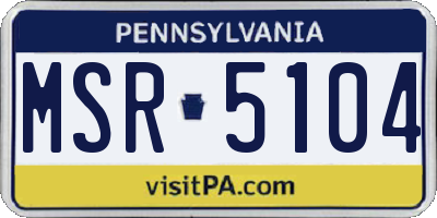 PA license plate MSR5104