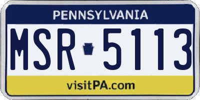 PA license plate MSR5113