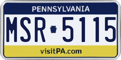 PA license plate MSR5115